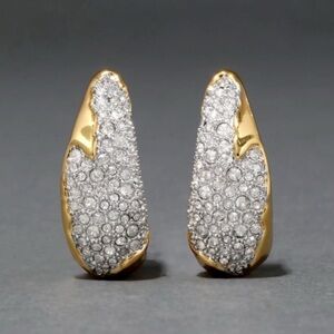 NEW Solanales Crystal Sculpted Hoop Earrings Alexis Bittar Two Tone AP29